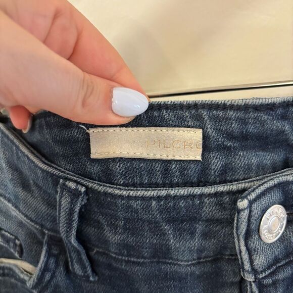 Anthropologie Pilcro Dark Wash Flare Jeans Raw Hem Size 28 - Picture 5 of 12